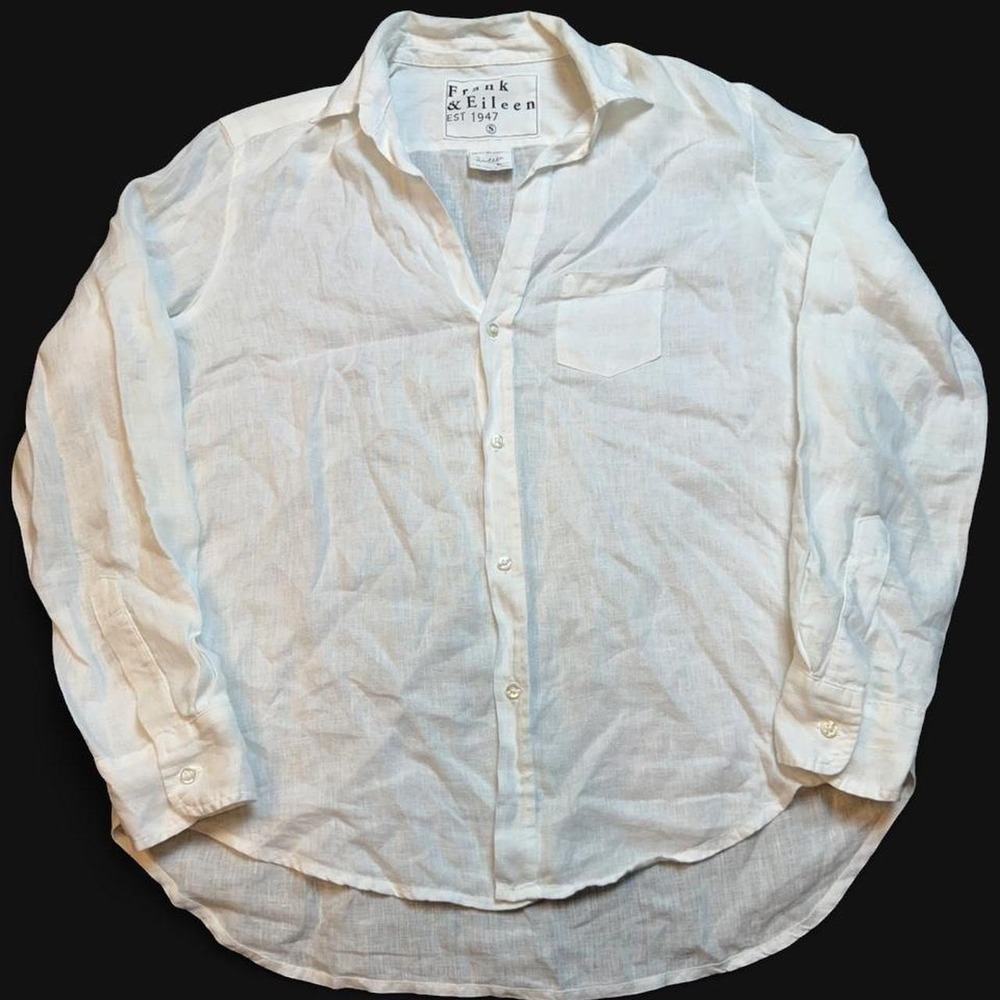 Frank & Eileen Eileen Linen Shirt Women's Small White Italian casual classic